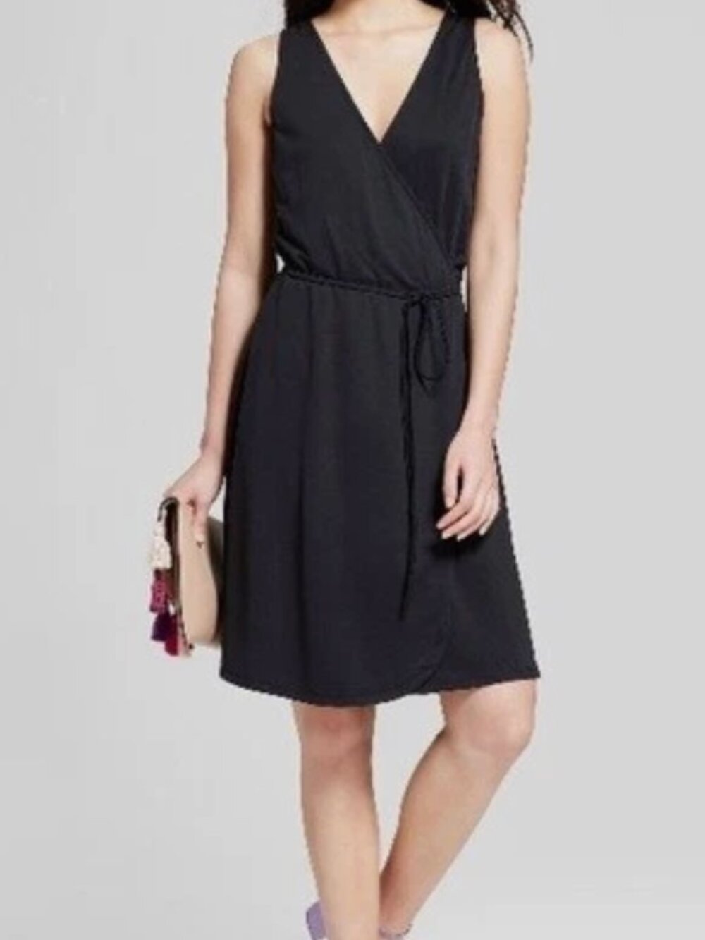 A New Day - Black Faux Wrap Dress